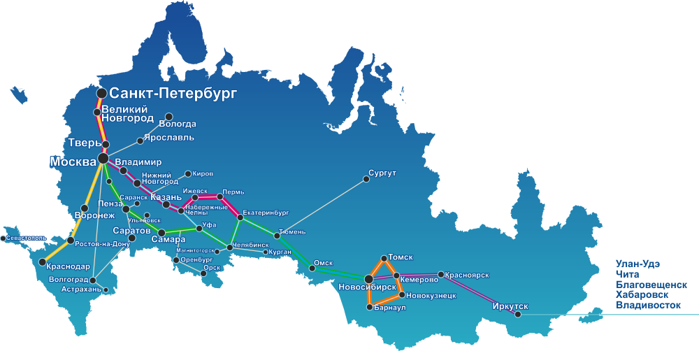 Карта основных дорог России